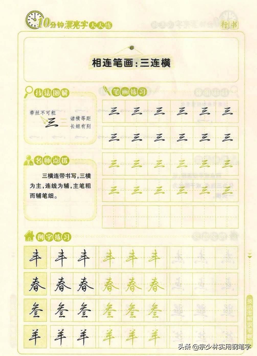 写好行书每天10分钟,技法 图解钢笔字,超简单练字教程