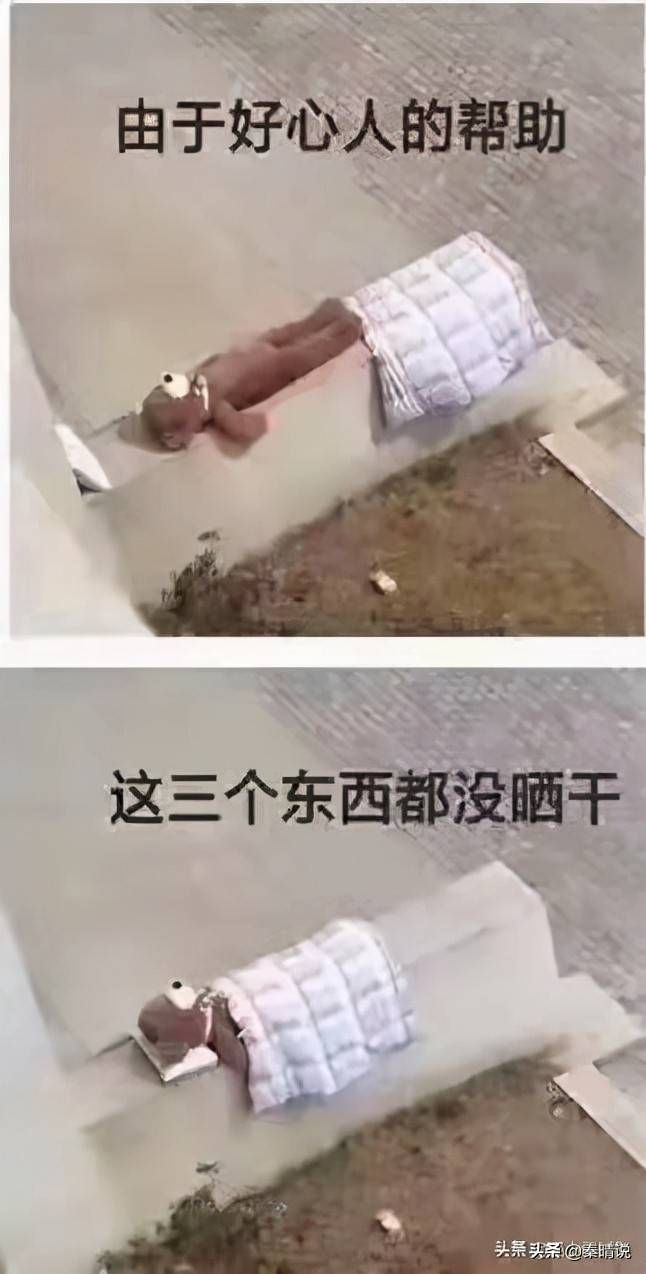 搞笑合集:是哪位小可爱把我被子这样放的,晒了一天,三件都没干
