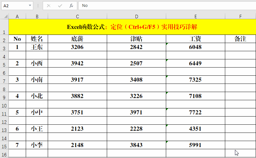 Excel中的定位(Ctrl G/F5)功能你真的会使用吗?