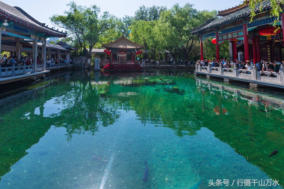 济南趵突泉,碧绿的泉水清澈见底,美不胜收
