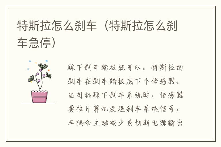 特斯拉怎么刹车（特斯拉怎么刹车急停）