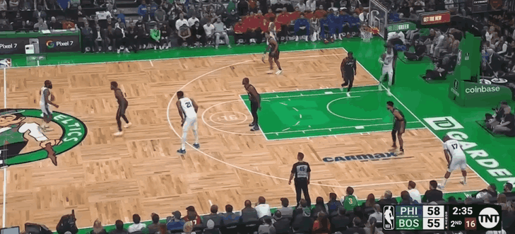 你去哪了?哈登背后拉回,直接将斯马特从三分线晃飞到底线